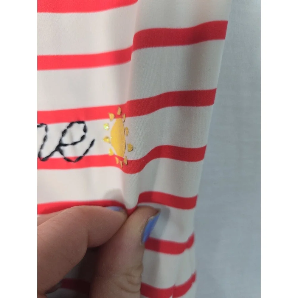 Hanna Andersson 110‎ 5 Red White Stripe One Piece Swimsuit You Are My Sunshine